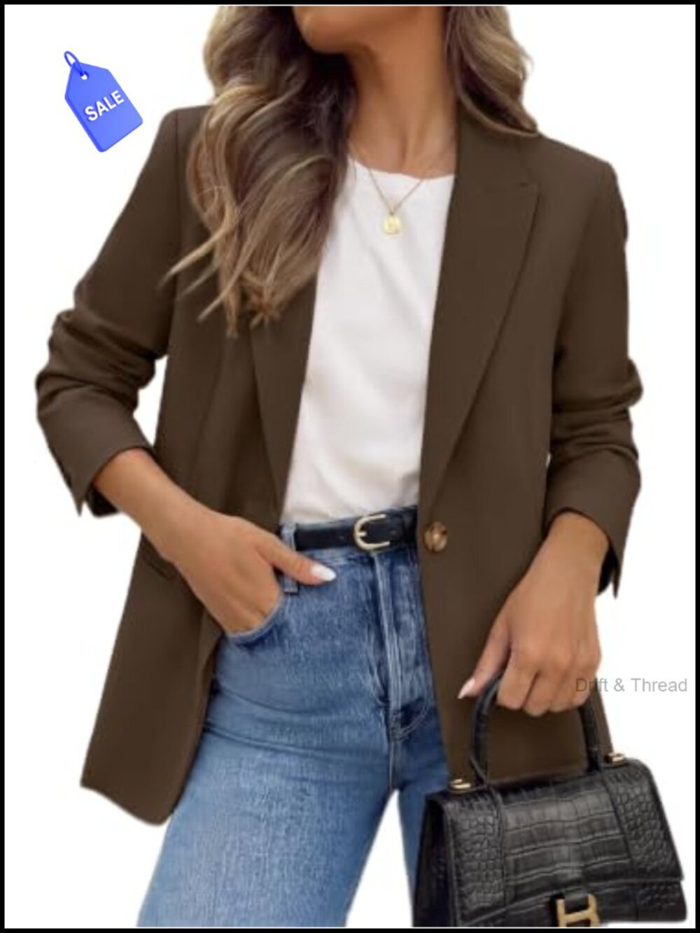 Peak Lapel Single Button Business Casual Blazer Long Sleeve Work Jacket
